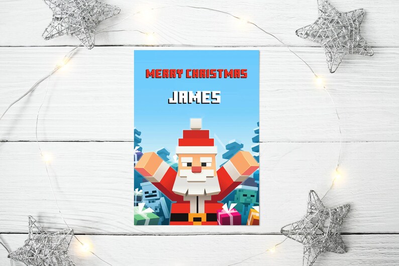 Personalised Minecraft Christmas Card Any Name, Custom Message for Son ...
