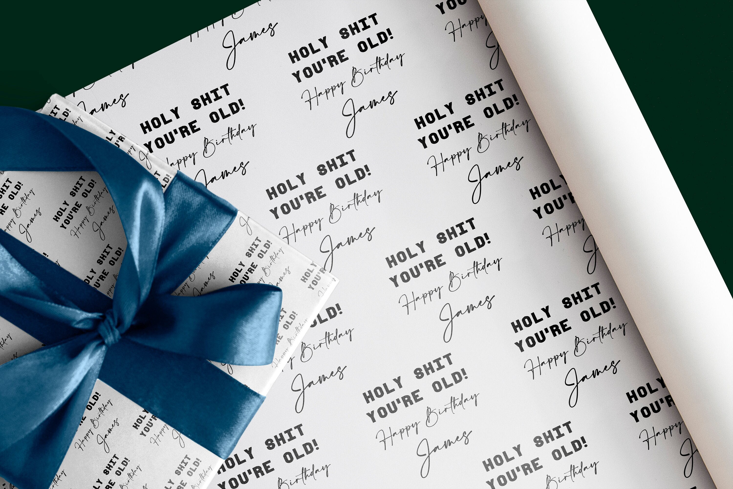 Funny Personalised Birthday Wrapping Paper | Holy Shit You're Old! Cheeky Wrapping Paper, Funny, Naughty