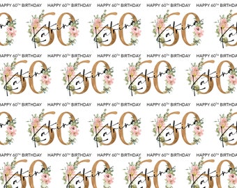 Personalised 60th Birthday Wrapping Paper | Gift Wrap, For Her, Daughter, Friend, Mum, Nan, Grandma