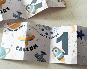 Personalised Space Themed Birthday Card | 1st birthday, 2nd birthday, 3rd Birthday, Rocket, Planets