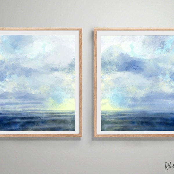 Ocean Print Set of 2 - Abstract Seascape Art Print - Ocean Painting - Sea Art Print - Nautical Prints