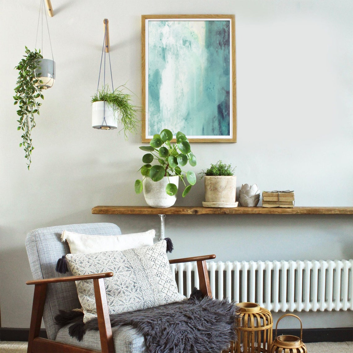 Duck Egg Blue Wall Art Abstract Watercolour Art Print Teal Etsy