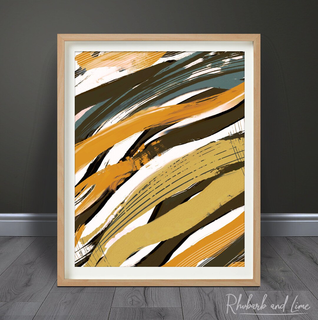 Abstract Stripes Wall Art Modern Art Yellow Pink Green or Blue