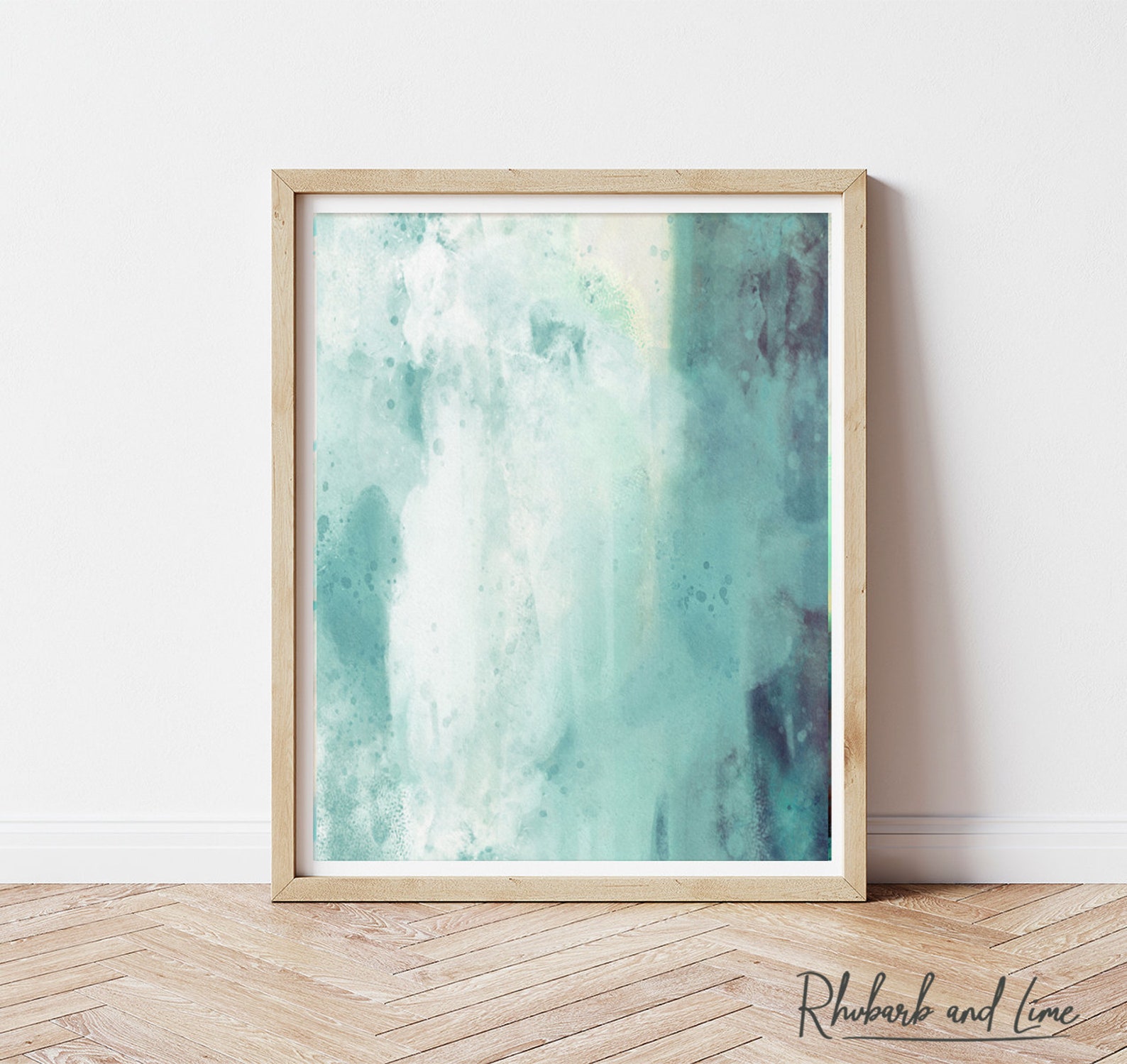 Duck Egg Blue Wall Art Abstract Watercolour Art Print Teal Etsy