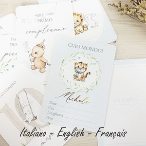 Geboorte- en eerstejaars babykaarten, Baby Boy Milestone Cards, mijlpalen, newborn maandfoto's, blauw babyalbum, Cartes étapes bébé