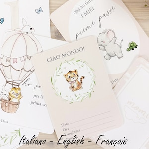 Geboorte- en eerstejaarskaarten voor babymeisjes, Baby Girl Milestone Cards, mijlpalen, pasgeboren maandfoto's, roze babyalbum, Cartes étapes bébé
