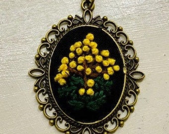 Embroidered Pendant Necklace