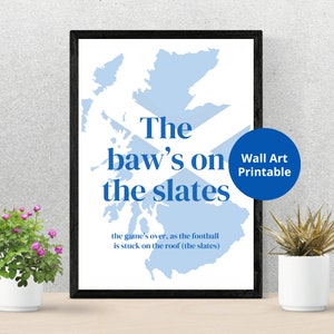 Scottish Slang Posters | The baw’s on the slates | Scottish gift | Unframed wall art | Embrace the Quirkiness of the Scots | Scottish Map