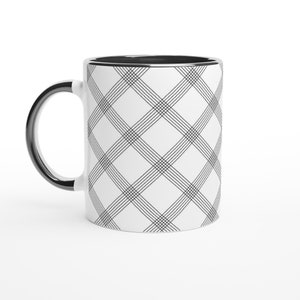 Black Tartan 11oz Ceramic Mug with Black inside