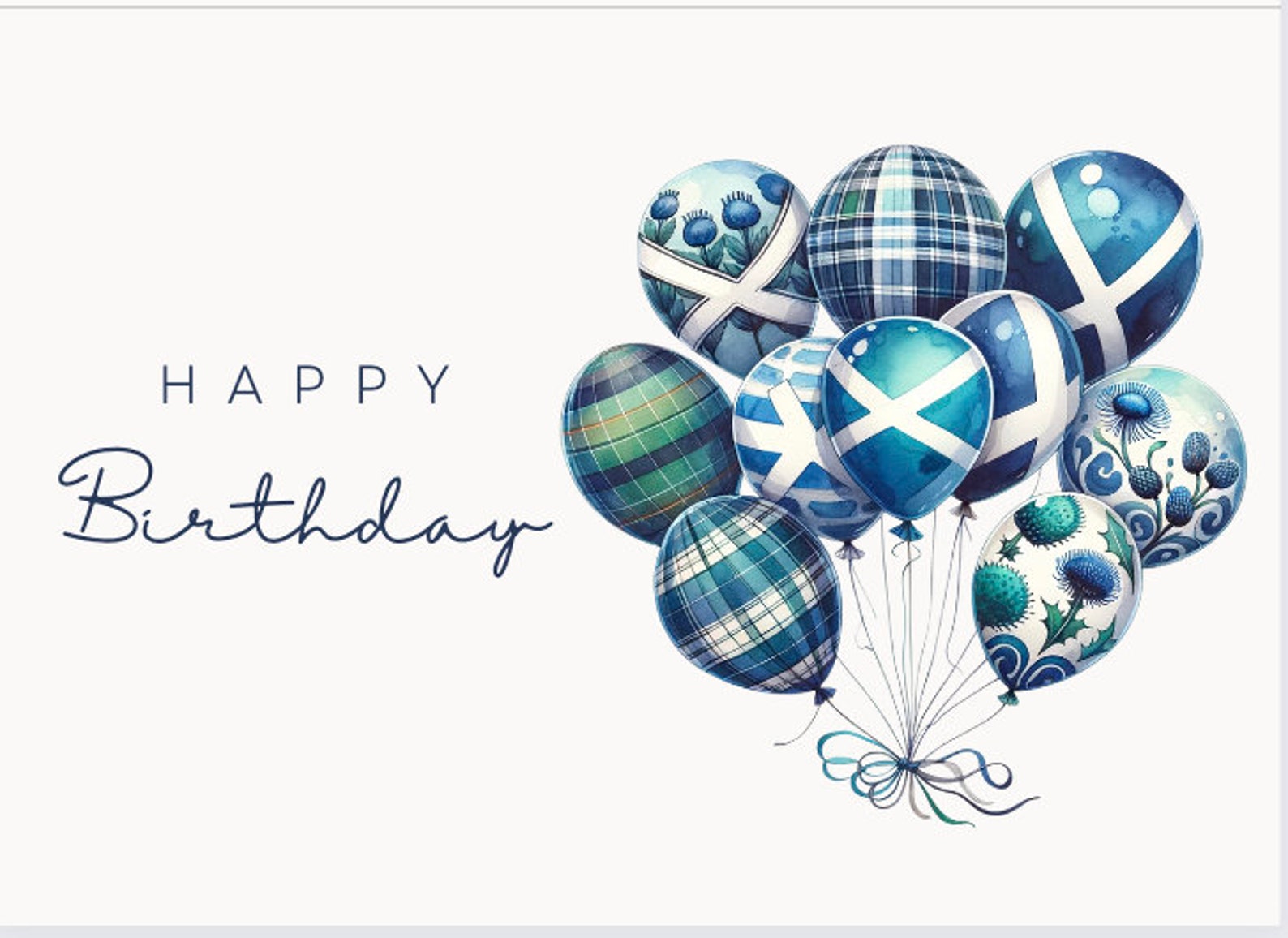 Printable Scottish Tartan Ballon Happy Birthday Card Happy Birthday Printable Scottish Tartan Ballon Happy Birthday Card Happy Birthday