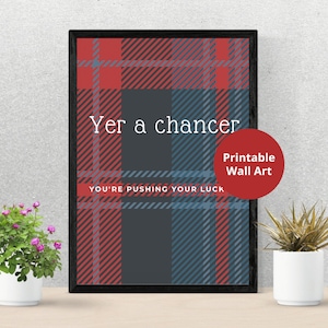 Scottish Slang Posters | Yer a chancer | Scottish gift | Unframed wall art | Embrace the Quirkiness of the Scots | Modern Scottish gift