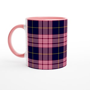 Pink Tartan 11oz Ceramic Mug with Pink inside