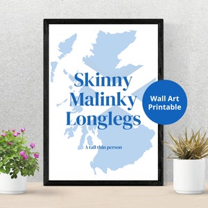 Posters d'argot écossais | Pantalon long skinny Malinky | Cadeau écossais | Décoration murale sans cadre | Découvrez l'originalité des Écossais | Carte de l'Ecosse
