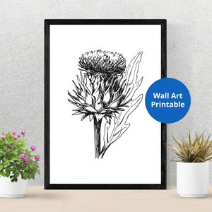 Black and White Scottish Thistle | Digital Download Print | Scottish Highland Thistle print | Scottish themed gift | Unframed wall art