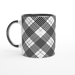 Black Tartan 11oz Ceramic Mug with Black inside