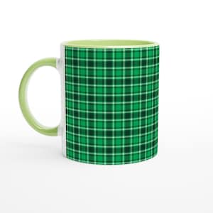 Green Tartan 11oz Ceramic Mug with Green inside