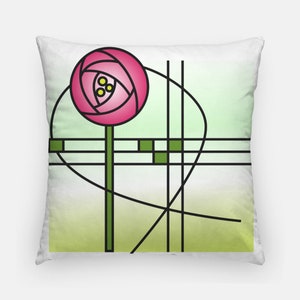 Charles Rennie Mackintosh Rosa Almohada Artesanal