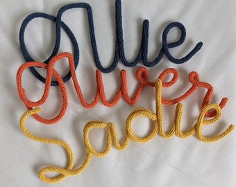 Personalized Knitted Wire Word | Nursery Wall Decor