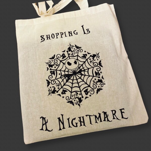 Gothic Shopping Tasche - Shopping ist ein Albtraum Tasche - Mandala Tasche - Alternative Buch Tasche - Vinyl Buch Tasche.