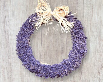 Large Dried Organic Blue Lavender Wreath, Door Wreath, All Seasons Wreath, Wedding Decor.