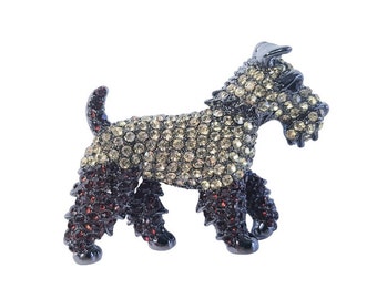 Lovely Schnauzer Dog Brooch, Rhinestone Brooch, Art Deco Style, Christmas Gift,  Dog Lover Brooch, Unisex Pin,