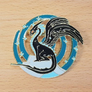 Dragon Enamel Brooch, Enamel Brooch, Circle Brooch, Lapel Pin, Fantasy Brooch, Unisex Brooch