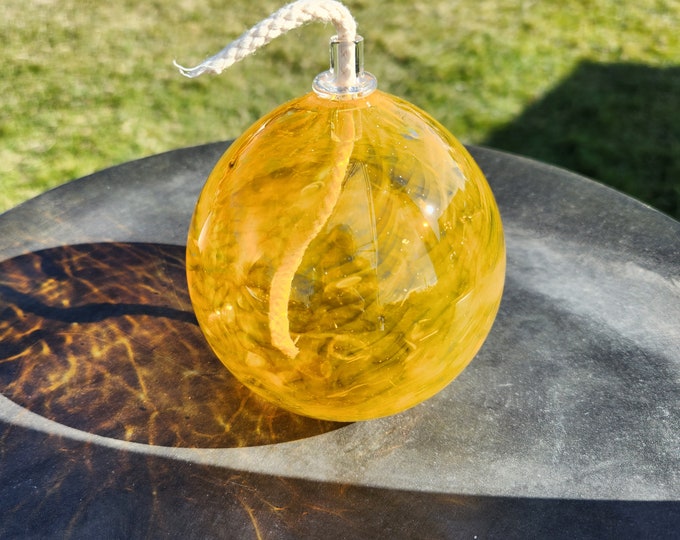 Outdoor and patio blown glass oil lamp