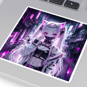 Cyberpunk Sticker Cyberpunk Girl Cat Girl Sticker Anime Sticker Kawaii Sticker Decora Sticker Harajuku Sticker Japanese Sticker Anime Gifts