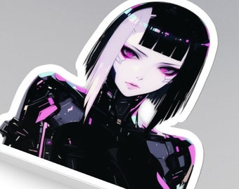 Anime Sticker Cyberpunk Girl Cyberpunk Sticker Anime Girl Sticker Goth Girl Sticker Waifu Sticker Goth Sticker Manga Sticker Laptop Decal