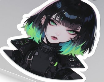 Anime Sticker Cyberpunk Girl Sticker Cyberpunk Sticker Anime Girl Sticker Goth Girl Sticker Waifu Sticker Goth Sticker Manga Sticker