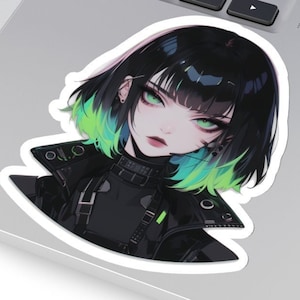 Anime Sticker Cyberpunk Girl Sticker Cyberpunk Sticker Anime Girl Sticker Goth Girl Sticker Waifu Sticker Goth Sticker Manga Sticker