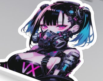 Anime Sticker Cyberpunk Girl Cyberpunk Sticker Anime Girl Sticker Goth Girl Sticker Waifu Sticker Goth Sticker Manga Sticker Laptop Decal