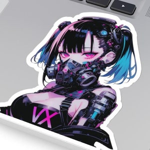Anime Sticker Cyberpunk Girl Cyberpunk Sticker Anime Girl Sticker Goth Girl Sticker Waifu Sticker Goth Sticker Manga Sticker Laptop Decal