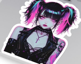 Anime Sticker Punk Girl Sticker Cyberpunk Sticker Anime Girl Sticker Goth Girl Sticker Waifu Sticker Kawaii Sticker Manga Sticker Harajuku