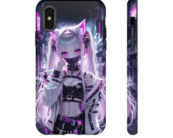 Etui na telefon z motywem anime, cyberpunk, dziewczyna z anime, gotycka, kawaii, manga, japońska, harajuku