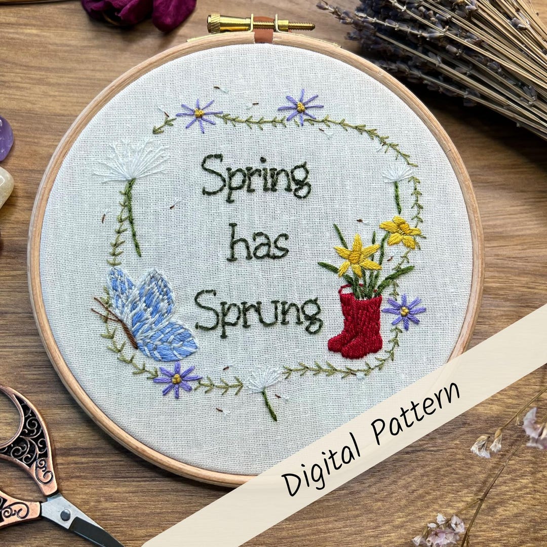 Spring Has Sprung Embroidery Pattern | Digital Embroidery Pattern ...