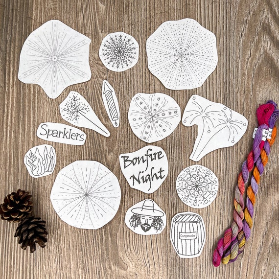 Stick and Stitch Embroidery Designs Firework Designs Stick N Stitch Hand Embroidery  Patterns Water Soluble Bonfire Night 14 