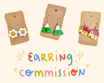 handmade polymer clay earring commission