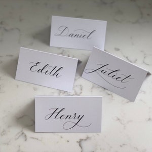 Handwritten Place Names Wedding Place Cards Personalised Calligraphy written Placenames Folded Name Cards Free-standing Table Placecards