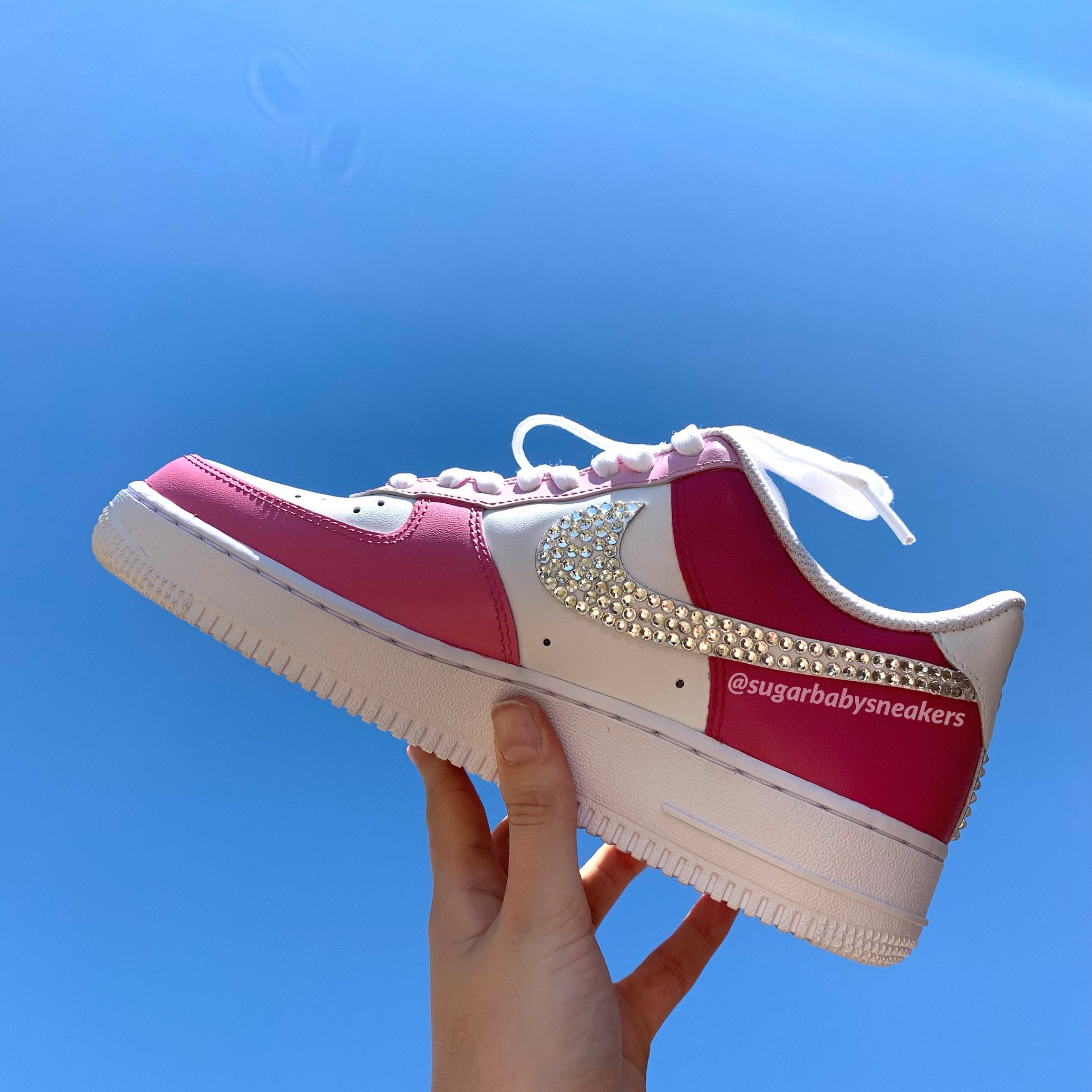 CUSTOM Nike AIR FORCE 1's Glam Pink Hand-painted and | Etsy
