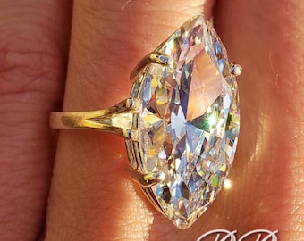 20 x 10 mm Marquise Solitär Verlobungsring mit geteiltem Schaft, nahezu farblos, Zirkonia, Sterlingsilber oder Gold, auf Bestellung gefertigt