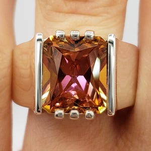 10x8mm or 12x10mm Mystic Sunrise Topaz Radiant Cut Statement Ring, Sterling Silver or Gold, Made to Order, Jewelry Gift