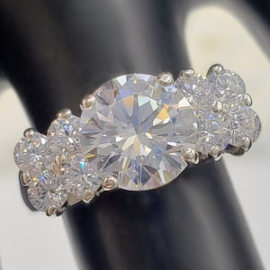 8MM Round Wide Band Pyramid Multi-Stone Cluster Engagement Wedding Anniversary Ring, 6A Quality Cubic Zirconia,Sterling Silver,Made to Order