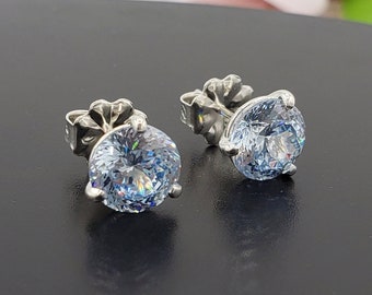 Orecchini A Lobo In Argento Sterling 925 Con Zirconi Cubici Rotondi 7mm - Colori Mese
