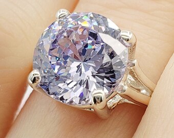 10mm Very Light Purple Portuguese Cut, 5A Quality Cubic Zirconia, 925 Unplated Sterling Silver, Made to Order