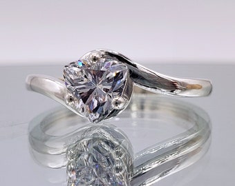 5MM-6MM Trillion Swirl Wrap Solitaire Engagement Wedding Ring, 6A Quality Cubic Zirconia, Sterling Silver, Made to Order