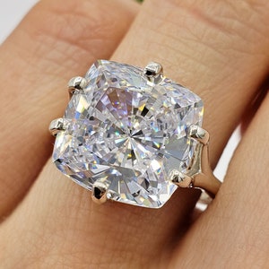 8MM - 12MM Radiant Cushion Cut Solitaire Engagement Wedding Ring, 5A Quality Cubic Zirconia, Made to Order, 925 Sterling Silver