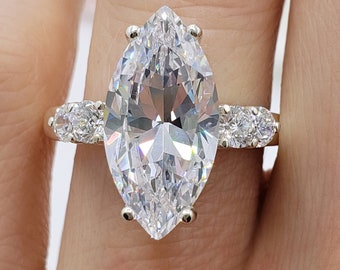 10 x 5 mm - 16 x 8 mm Marquise Multi Stone Verlobung Hochzeit Jahrestag Ring, 6A Qualität Zirkonia, Sterling Silber oder Gold, Made to Order