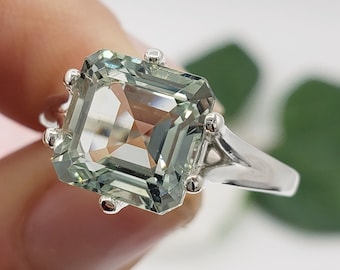 8mm 10mm Asscher Square Cut, Natural Light Green Amethyst