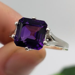 8mm Amethyst Asscher Cut Ring